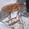 Casa Padrino Jugendstil Gartentisch Rost 70 x 54 x H. 74 cm - Klappbarer Garten Esstisch