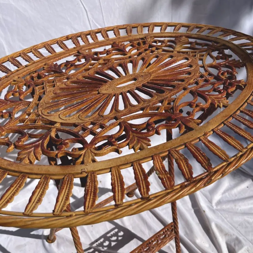 Casa Padrino Jugendstil Gartentisch Rost 70 x 54 x H. 74 cm - Klappbarer Garten Esstisch