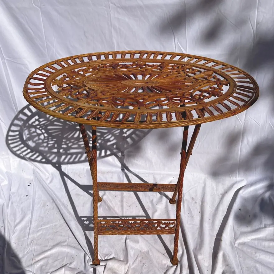 Casa Padrino Jugendstil Gartentisch Rost 70 x 54 x H. 74 cm - Klappbarer Garten Esstisch