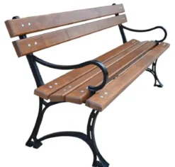 Casa Padrino Jugendstil Gartenbank Braun / Schwarz 150 x 40 x H. 75 cm - Sitzbank mit Armlehnen - Gartenmöbel