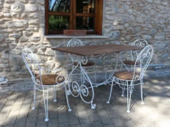 Casa Padrino Jugendstil Gartentisch Weiß 120 x 80 x H. 76 cm - Nostalgischer Schmiedeeisen Garten Esstisch - Jugendstil Schmiedeeisen Garten Möbel - Nostalgische Garten Möbel