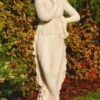 Casa Padrino Jugendstil Garten Deko Skulptur Dame Sandfarben H. 67 cm - Elegante Garten Deko Stein Figur - Barock & Jugendstil Garten Deko Accessoires