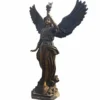 Casa Padrino Jugendstil Garten Deko Messing Skulptur Engel mit Fakel Links Bronze H. 210 cm