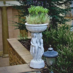 Casa Padrino Jugendstil Garten Deko Blumentopf Frauen Weiß Ø 42 x H. 84 cm