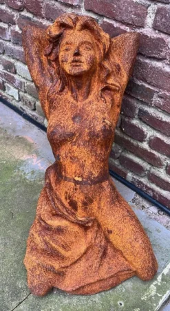 Casa Padrino Jugendstil Garten Deko Skulptur Frau Rost H. 72,6 cm
