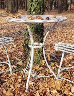 Casa Padrino Jugendstil Gartentisch Antik Weiß Ø 60 x H. 70 cm - Handgefertigter Schmiedeeisen Tisch - Nostalgische Schmiedeeisen Garten & Terrassen Möbel
