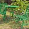Casa Padrino Jugendstil Gartentisch Grün Ø 60 x H. 70 cm - Handgefertigter Schmiedeeisen Tisch - Nostalgische Schmiedeeisen Garten & Terrassen Möbel