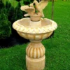 Casa Padrino Jugendstil Gartenbrunnen mit dekorativen Tauben Beige Ø 73 x H. 125 cm - Eleganter Garten Springbrunnen - Barock & Jugendstil Gartendeko Brunnen