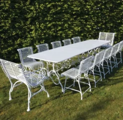 Casa Padrino Jugendstil Garten Esstisch Weiß 300 x 120 cm - Nostalgische Garten Möbel