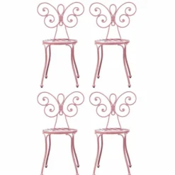 Casa Padrino Jugendstil Gartenstuhl 4er Set Rosa H. 85 cm - Garten Möbel