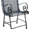 Casa Padrino Jugendstil Gartenstuhl Schwarz 44 x 50 cm - Handgefertigter Schmiedeeisen Stuhl mit Armlehnen - Nostalgische Garten Möbel