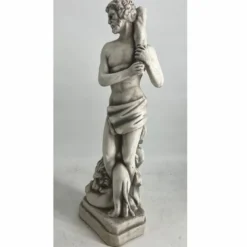 Casa Padrino Jugendstil Garten Deko Beton Skulptur Mann und Löwe Grau H. 63 cm