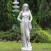 Casa Padrino Jugendstil Garten Deko Skulptur Frau mit Kranz Grau H. 150 cm - Elegante Garten Deko Stein Figur - Barock & Jugendstil Garten Deko Accessoires
