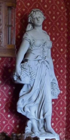 Casa Padrino Jugendstil Garten Deko Skulptur Frau mit Körben Grau 43 x 43 x H. 153 cm - Elegante Garten Deko Stein Figur - Barock & Jugendstil Garten Deko Accessoires