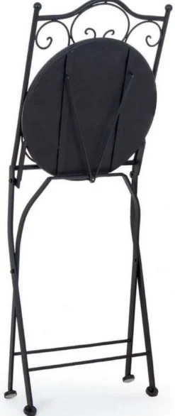 Casa Padrino Jugendstil Gartenstuhl 4er Set Schwarz / Mehrfarbig 39 x 47 x H. 92 cm - Klappbare Stühle mit edlen Keramik Platten - Nostalgische Garten & Gastronomie Möbel