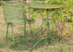 Casa Padrino Jugendstil Gartentisch Antik Grün Ø 80 x H. 70 cm - Handgefertigter Schmiedeeisen Tisch - Nostalgische Schmiedeeisen Garten & Terrassen Möbel