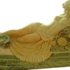 Casa Padrino Jugendstil Garten Deko Marmor Skulptur Frau Creme / Grün 160 cm