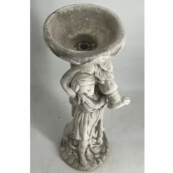 Casa Padrino Jugendstil Garten Deko Beton Skulptur Frau mit Blumentopf Grau H. 60 cm