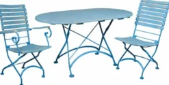 Casa Padrino Jugendstil Gartenstuhl mit Armlehnen Antik Hellblau H. 95 cm - Jugendstil Garten Möbel