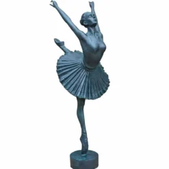 Casa Padrino Jugendstil Garten Deko Messing Skulptur Ballerina Blau H. 170 cm