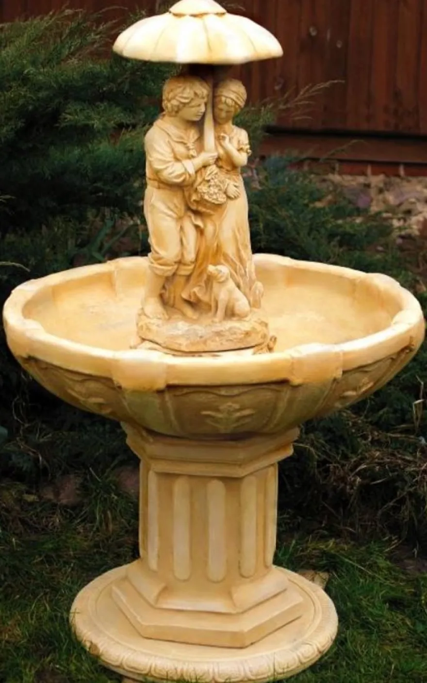 Casa Padrino Jugendstil Gartenbrunnen / Springbrunnen Ø 95 x H. 137 cm - Barock & Jugendstil Gartendeko Brunnen