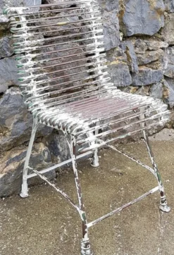 Casa Padrino Jugendstil Garten Stuhl Antik Weiß / Braun / Grün 44 x 50 cm - Handgefertigter Schmiedeeisen Stuhl - Nostalgische Schmiedeeisen Garten & Terrassen Möbel