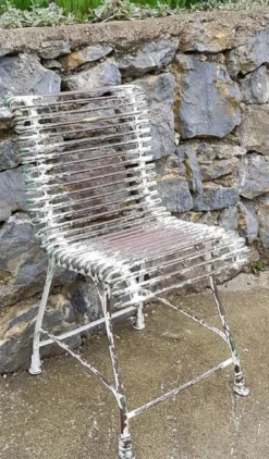 Casa Padrino Jugendstil Garten Stuhl Antik Weiß / Braun / Grün 44 x 50 cm - Handgefertigter Schmiedeeisen Stuhl - Nostalgische Schmiedeeisen Garten & Terrassen Möbel