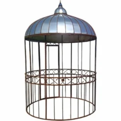 Casa Padrino Jugendstil Garten Vogelhaus Rost / Silber Ø 200 x H. 300 cm - Nostalgische Vogelhäuser