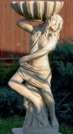 Casa Padrino Jugendstil Gartendeko Statue Mädchen mit Blumentopf 46 x 32 x H. 116 cm - Dekorative Garten Skulptur - Special!