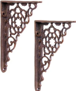 Casa Padrino Jugendstil Gusseisen Wandhalter Set Braun H. 16,5 cm - Wanddeko - Deko Accessoires