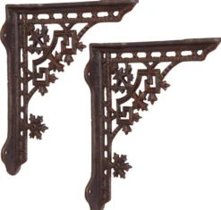 Casa Padrino Jugendstil Gusseisen Wandhalter Set Braun H. 26,5 cm - Barock & Jugendstil Wanddeko