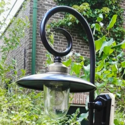 Casa Padrino Jugendstil Hofleuchte 31 x 36 x H. 60 cm - Schwarz - Nostalgische Wetterfeste Außenleuchte