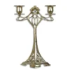 Casa Padrino Jugendstil Kerzenleuchter 2-armig Silberfarben 10 x 18,5 x H. 27,3 cm - Versilberter Bronze Kerzenständer - Barock & Jugendstil Deko Accessoires