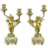 Casa Padrino Jugendstil Kerzenhalter Set Gold / Creme H. 38,6 cm - Deko Accessoires