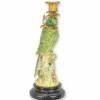 Casa Padrino Jugendstil Kerzenständer Papagei schaut nach rechts Grün / Gold / Schwarz H. 31 cm