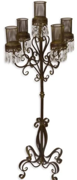 Casa Padrino Jugendstil Kerzenständer Braun / Klares Glas Ø 50 x H. 121 cm - Luxuriöse Gartendekoration