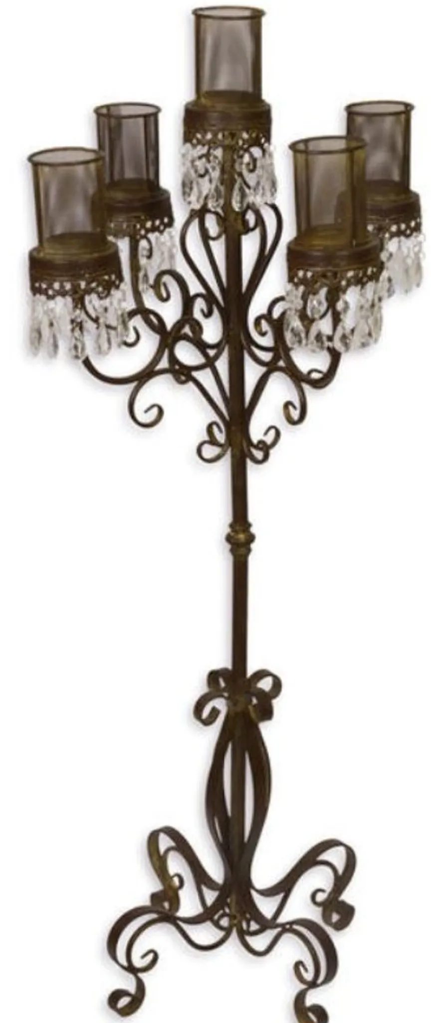 Casa Padrino Jugendstil Kerzenständer Braun / Klares Glas Ø 50 x H. 121 cm - Luxuriöse Gartendekoration