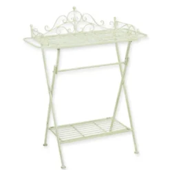 Casa Padrino Jugendstil Konsolentisch Weiß 45,5 x 81 x H. 103,5 cm - Klappbarer Beistelltisch aus Eisen - Gartenmöbel im Jugendstil - Bad Möbel