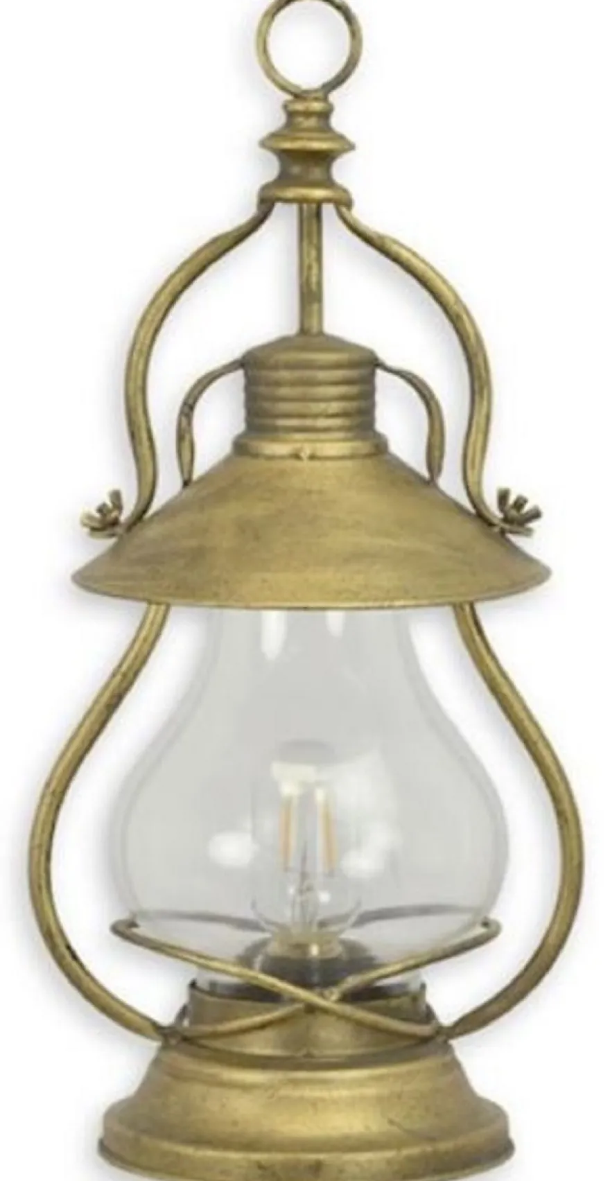 Casa Padrino Jugendstil Laterne Antik Gold 22,3 x 19 x H. 46,5 cm - Zinn Tischlaterne mit Tragegriff - Deko Accessoires