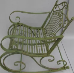 Casa Padrino Jugendstil Metall Schaukelstuhl rustikal Grün 65 x 90 x H. 90 cm - Nostalgische Garten & Terrassen Möbel