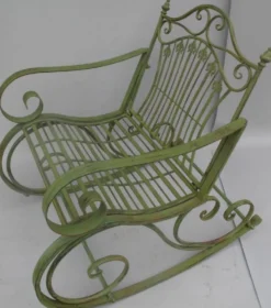 Casa Padrino Jugendstil Metall Schaukelstuhl rustikal Grün 65 x 90 x H. 90 cm - Nostalgische Garten & Terrassen Möbel