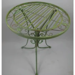 Casa Padrino Jugendstil Metall Garten Möbel Set Grün - 1 Runder Garten Tisch & 2 Garten Stühle - Nostalgische Garten & Gastronomie Möbel