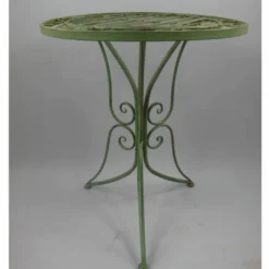 Casa Padrino Jugendstil Metall Garten Möbel Set Grün - 1 Runder Garten Tisch & 2 Garten Stühle - Nostalgische Garten & Gastronomie Möbel