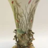 Casa Padrino Jugendstil Porzellan Messing Vase in Weiß Grün Bronze - Höhe 46 cm - Limited Edition