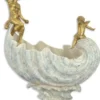 Casa Padrino Jugendstil Porzellan Schüssel mit Bronzefiguren Weiß / Blau / Gold 36,1 x 20,2 x H. 49 cm - Barock & Jugendstil Deko Accessoires