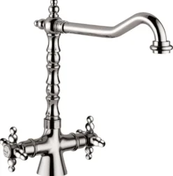 Casa Padrino Jugendstil Retro Waschtisch Armatur Silber H. 30,5 cm - Luxuriöse Waschbecken Armatur aus Messing