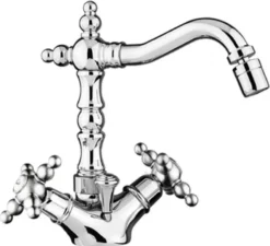Casa Padrino Jugendstil Retro Waschtisch Armatur Silber H. 21 cm - Nostalgische Einlochbatterie für das Bad
