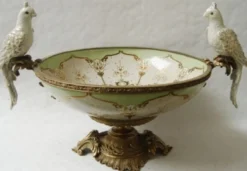 Casa Padrino Jugendstil Schale / Obstschale Mehrfarbig H. 41 cm - Barock & Jugendstil Deko Accessoires