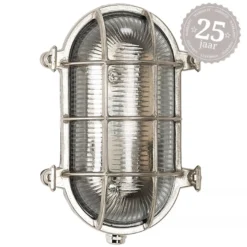 Casa Padrino Jugendstil Schiffslampe 17 x 12 x H. 25 cm - Nickel - Nostalgische Wetterfeste Außenleuchte