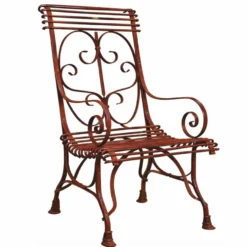 Casa Padrino Jugendstil Schmiedeeisen Gartenstuhl Rost H. 114 cm - Nostalgische Garten Möbel